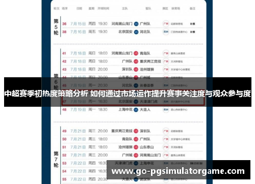 中超赛季初热度策略分析 如何通过市场运作提升赛事关注度与观众参与度