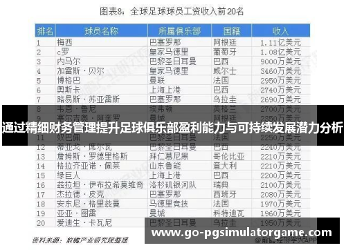 通过精细财务管理提升足球俱乐部盈利能力与可持续发展潜力分析